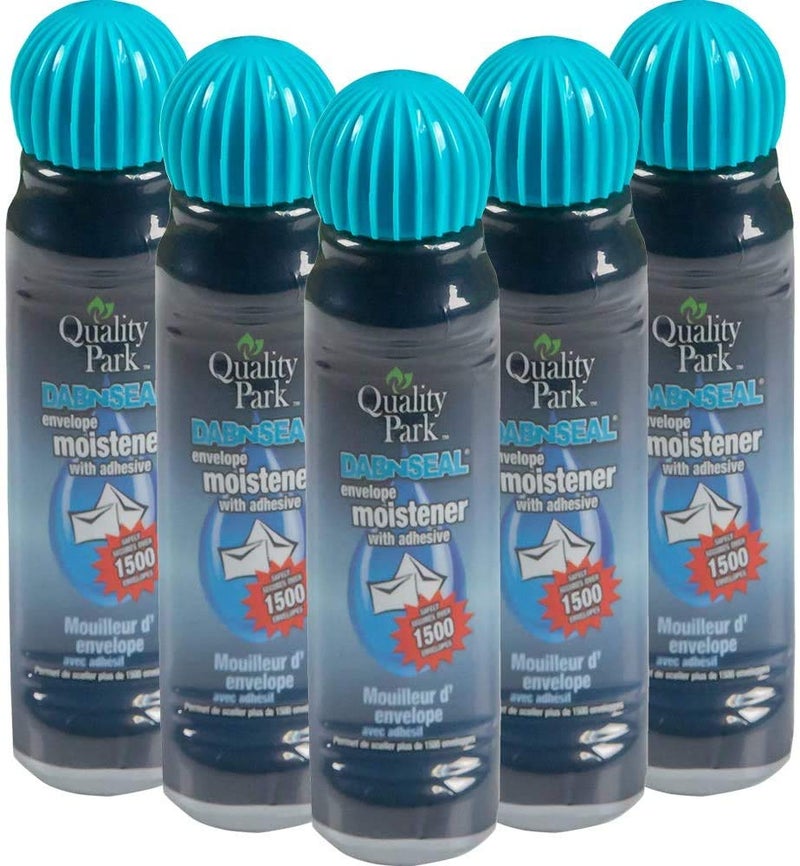 Quality Park Envelope Moistener w/Adhesive, 50 mL, Green-5 Pack - Image 1